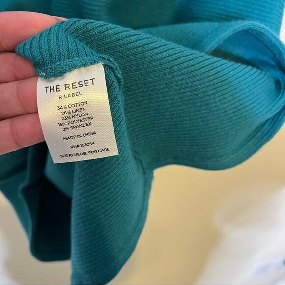 R Label The Reset Sweater Ribbed Pullover Dolman Sleeve Teal Womens Size XS - Picture 5 of 6